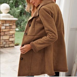 Button Front Shearling Coat